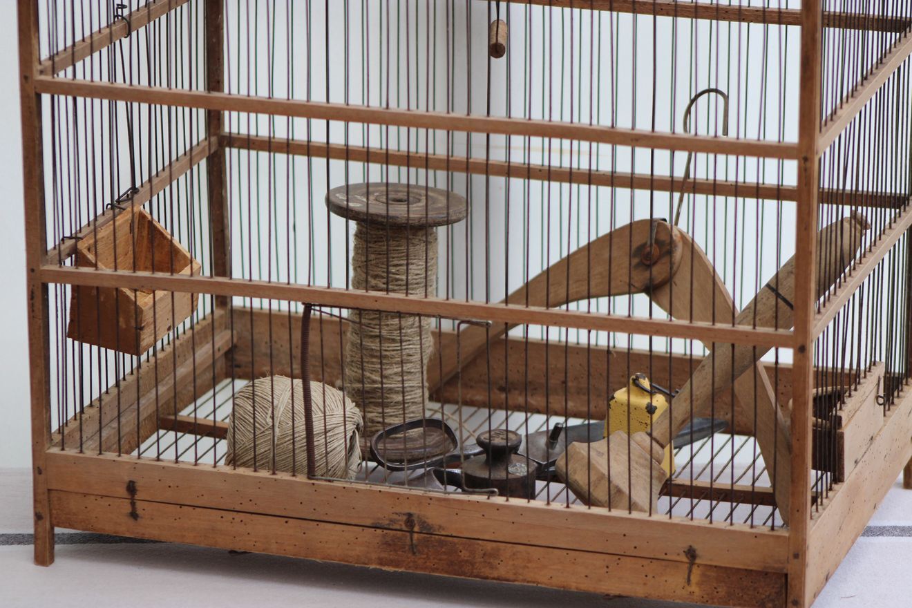 Old wooden bird cage