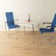 Vintage kitchen table with light grey Resopal and chrome, 1950s