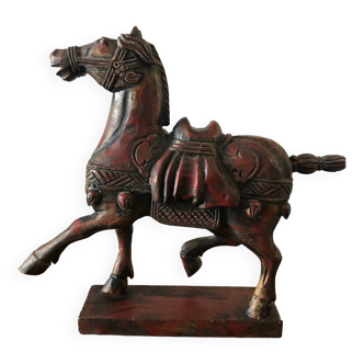 Sculpture statue cheval Tang bois 20eme siecle