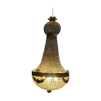 large chandelier has tassels