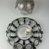 60s 70s Brutalist wall lamp or ceiling lamp made of iron & glass design