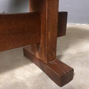Oak dining table with 2 benches Minimalist Brutalist Wabi Sabi