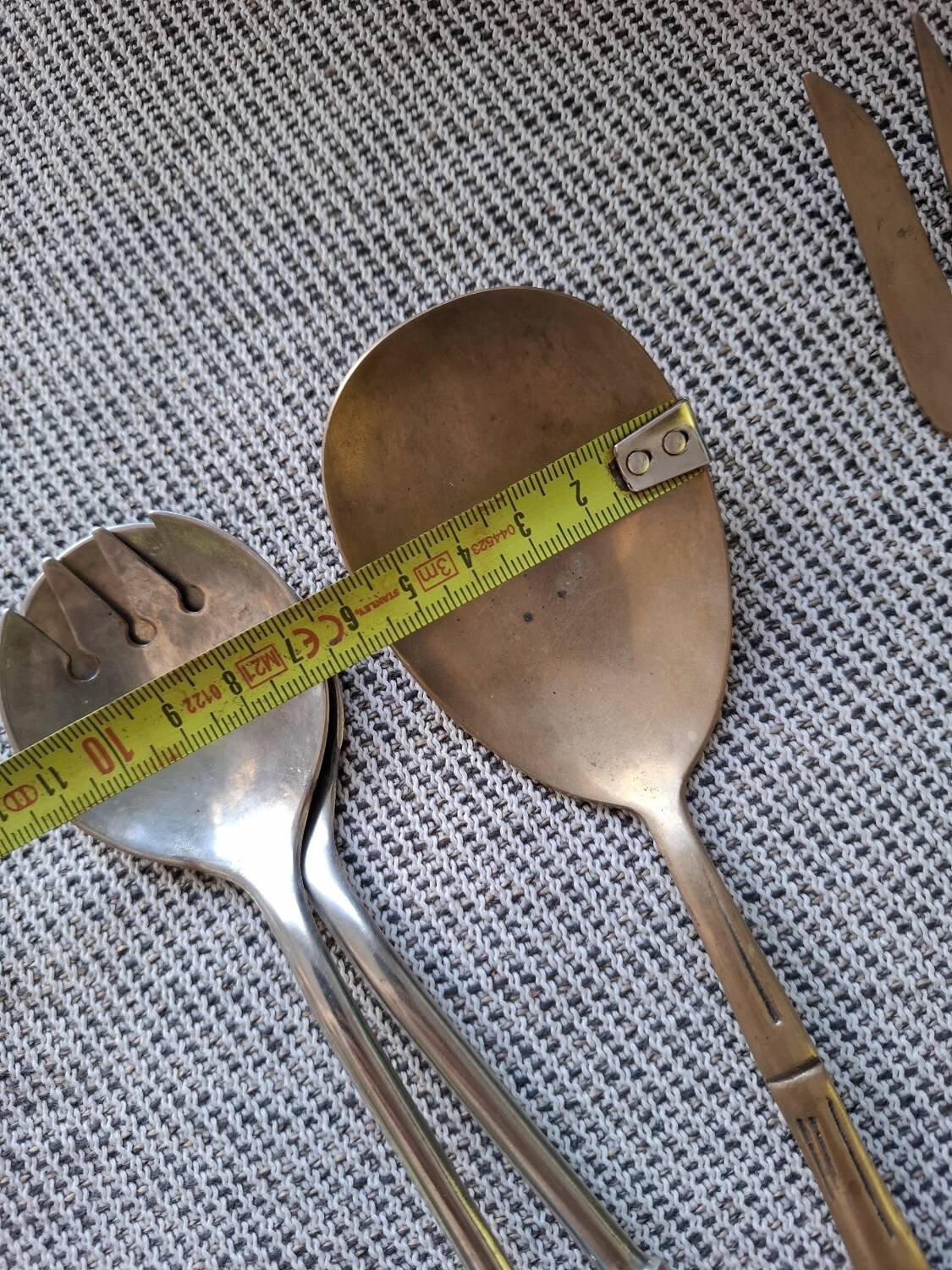 Vintage bamboo gilded brass cutlery