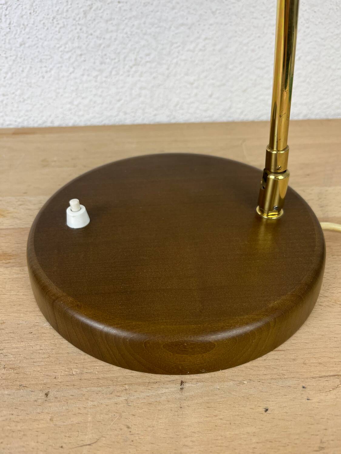 Vintage wood and brass lamp, 1950s