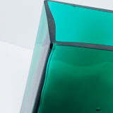 Vase rectangulaire verre vert foncé