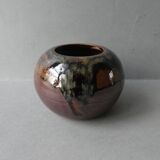 Vase boule en grès signé Yves Remond