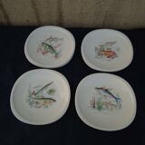 8 assiettes à poisson en porcelaine de Sologne  23 X 23 cm
