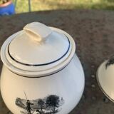 Coffee or tea service, earthenware with rustic motif, Keralux, Boch