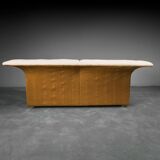 2 seater sofa in brown linen 70