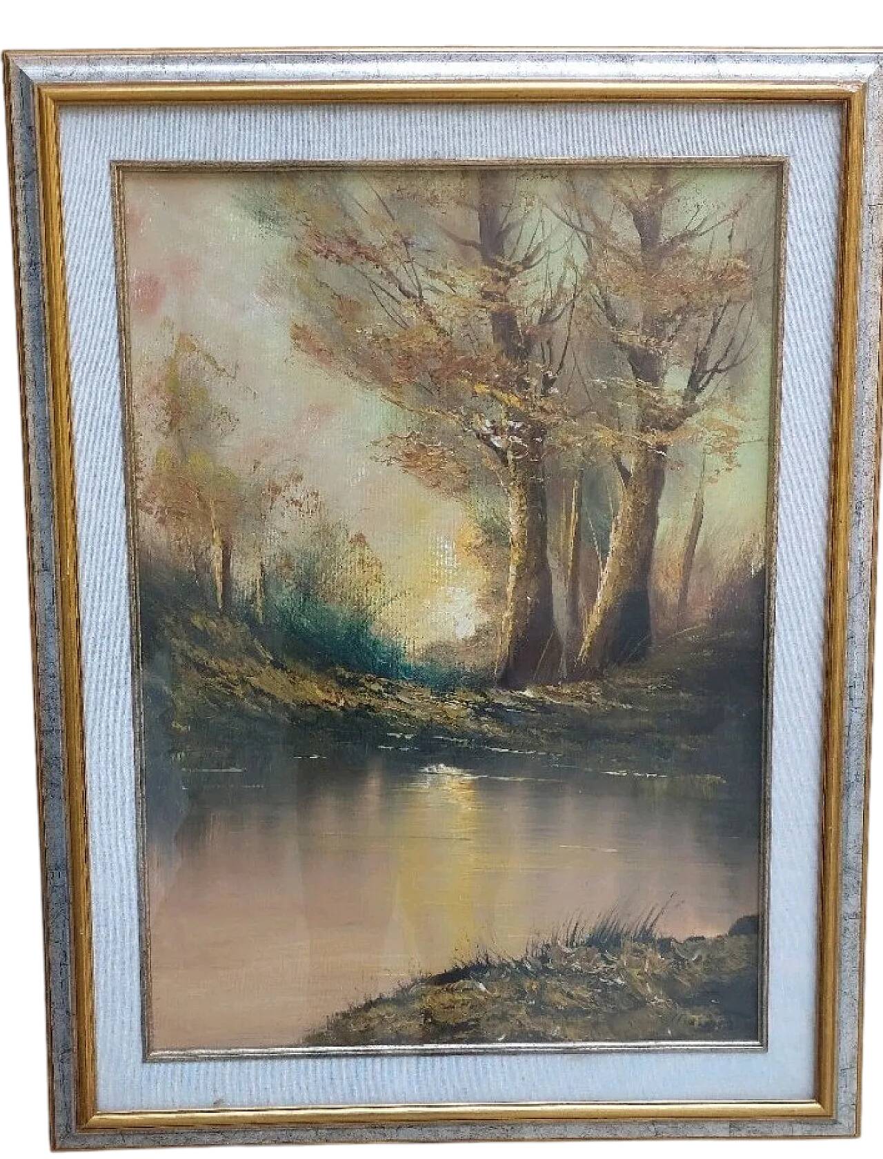 Paysage huile sur toile, fin du 20ème siècle