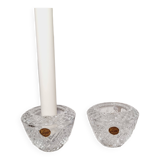 2 French cut crystal candlesticks D Arques with label
