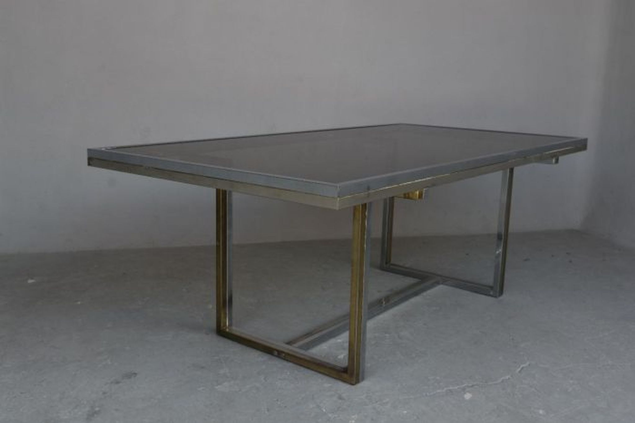 Vintage table 1970 chrome metal and glass