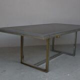 Vintage table 1970 chrome metal and glass