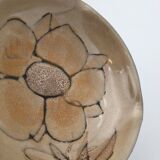 Vintage beige ceramic bowl, signed Atelier La Roue, Vallauris - 1960s
