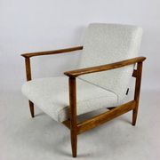 GFM-142 armchair, design by Edmund Homa from the 70s, white ivory boucle - 2 pieces available