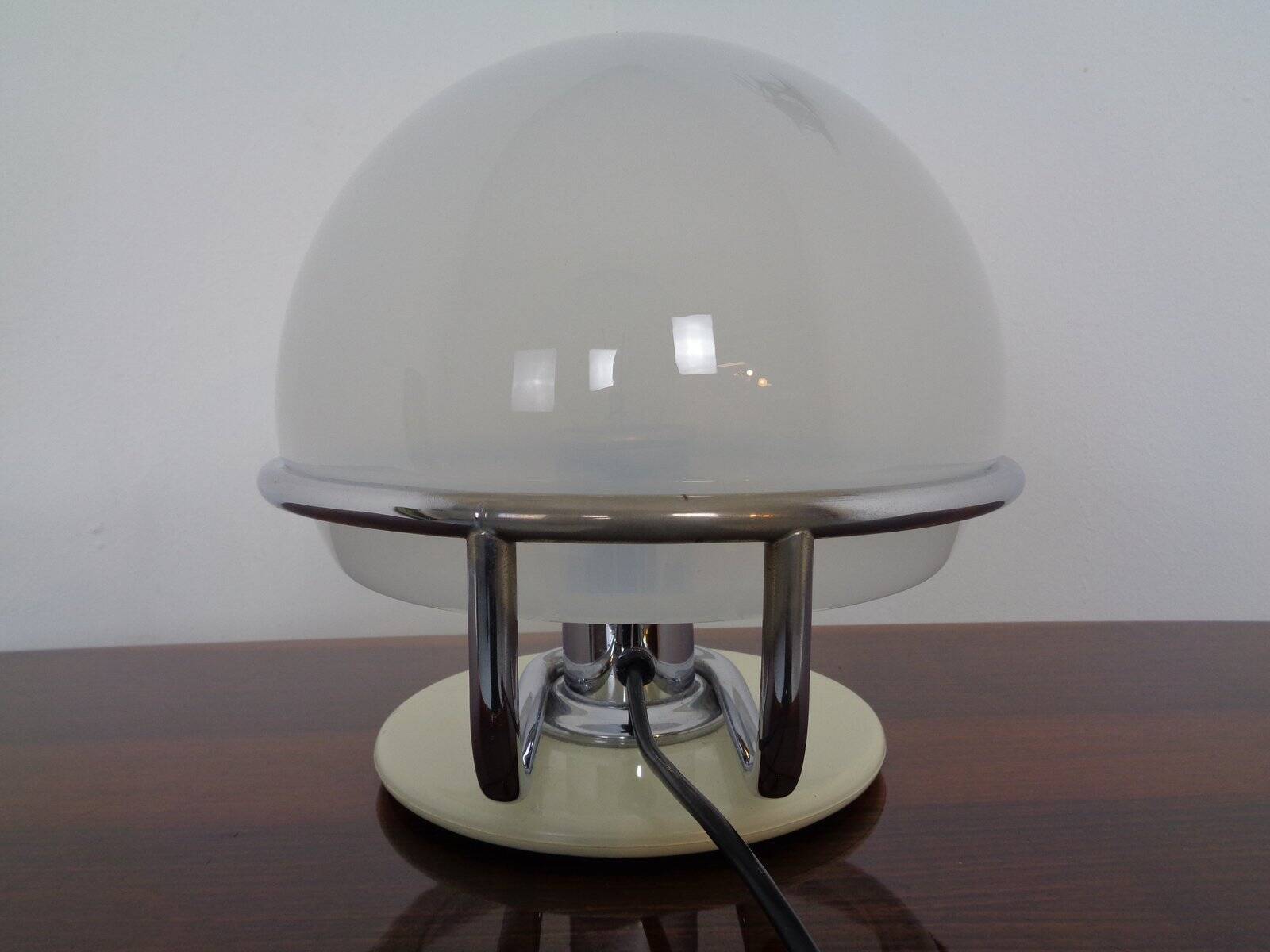 Italian Glass & Chromed Steel Table Lamp, 1960s