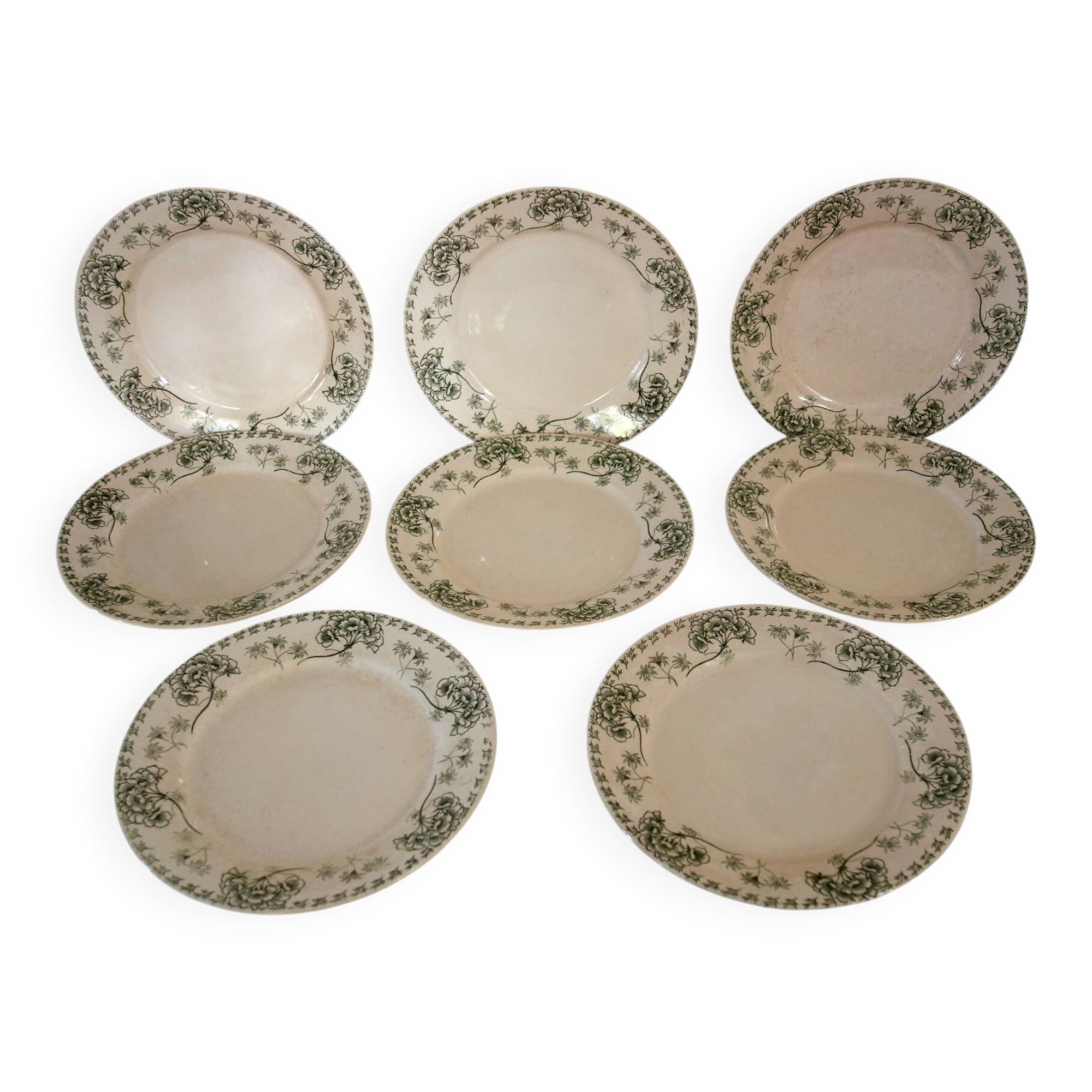 8 flat ironstone plates "Palmyre" Sarreguemines