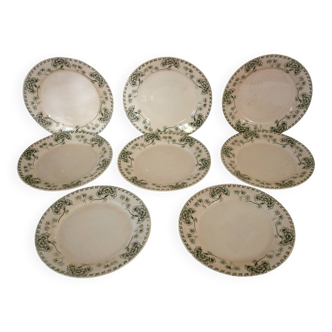 8 flat ironstone plates "Palmyre" Sarreguemines