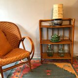 Vintage bamboo and rattan shelf