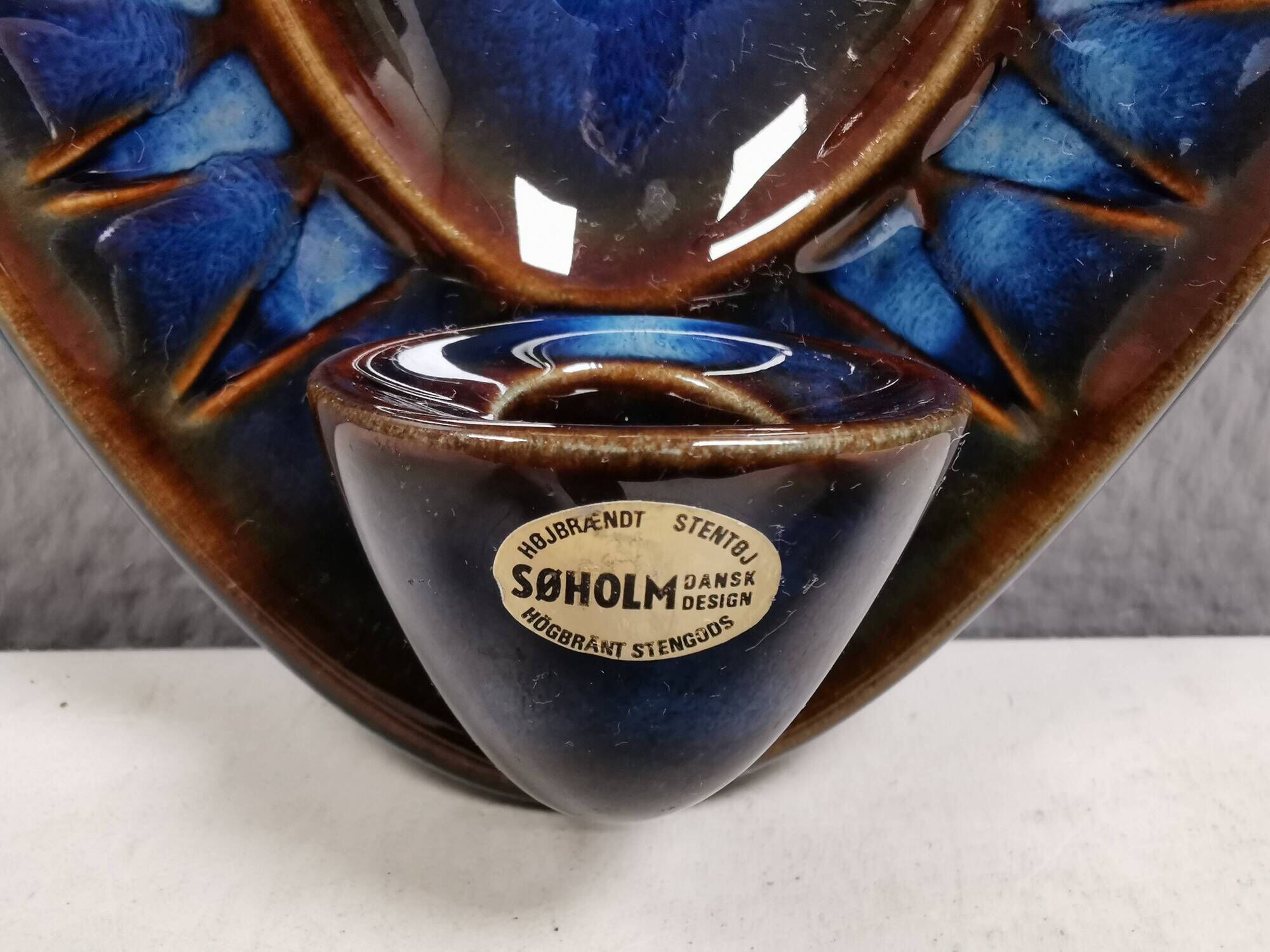 Søholm wall candlestick made of ceramic in blue colors 1960s