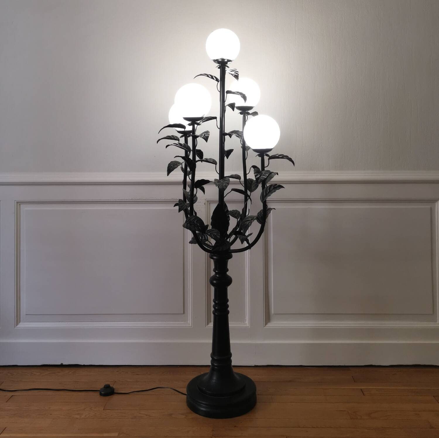 Lampadaire floral vintage design 1970