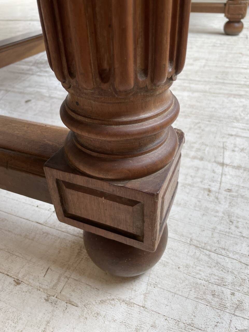Solid walnut farmhouse castle table 1900 XXL
