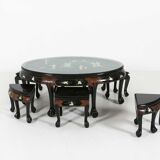 Chinese black lacquered wood coffee table