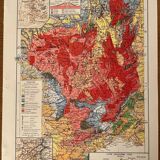 Old map of the massif central from 1945