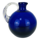Round blue Murano glass vase with twisted handle, vintage
