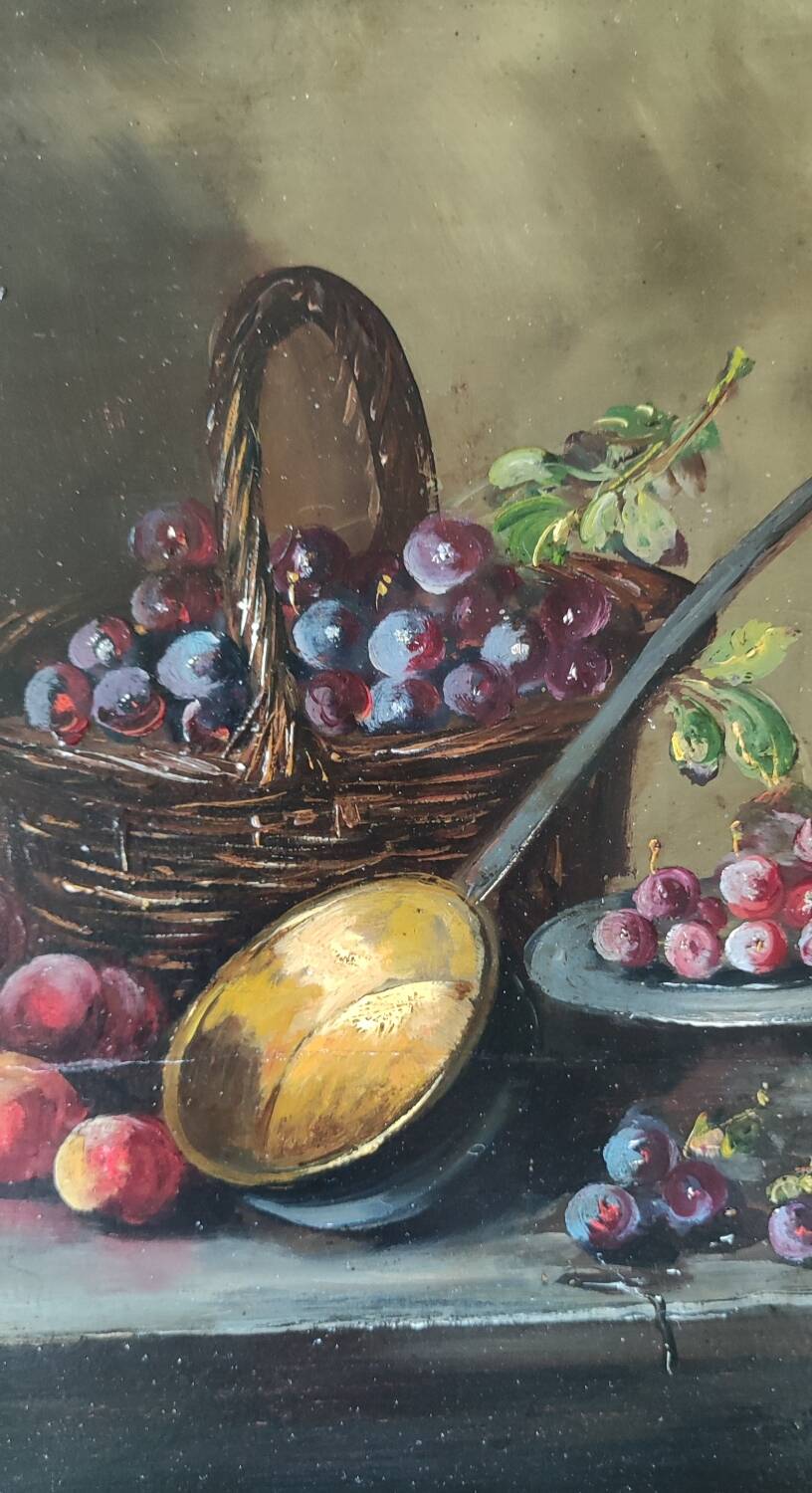 Old Still Life Oil Painting/Golden Frame/19th Century/L.Gervais