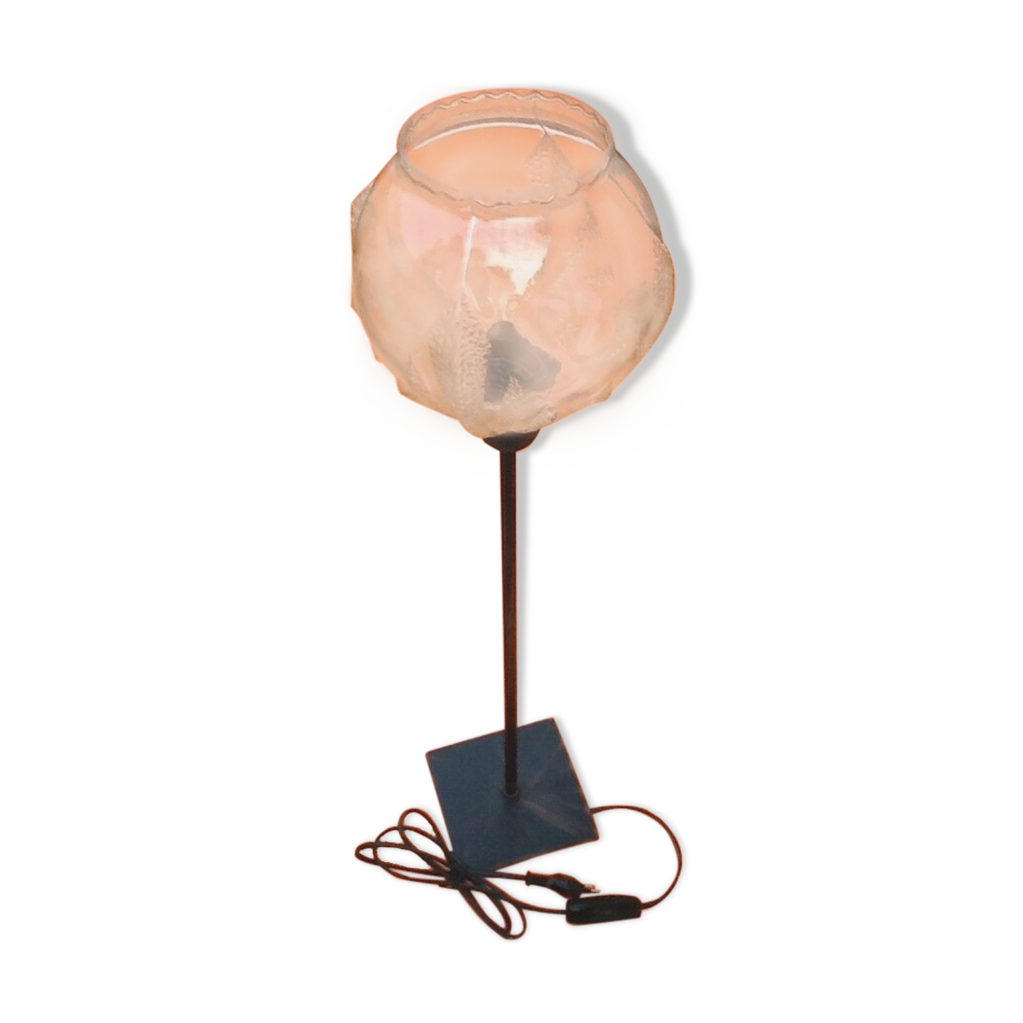 Large lamp on metal rod aged Globe collar ball