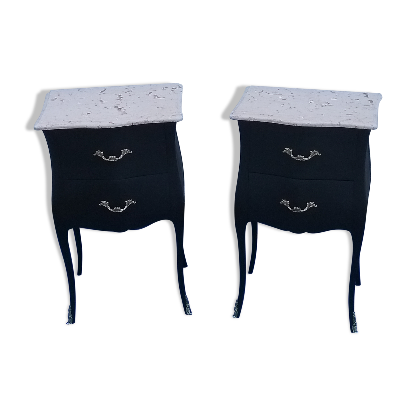 Pair of black L XV style bedside tables