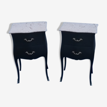 Pair of black L XV style bedside tables
