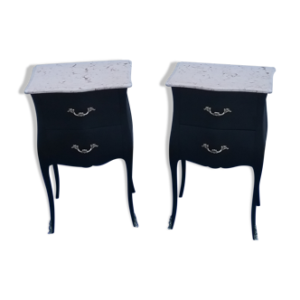 Pair of black L XV style bedside tables