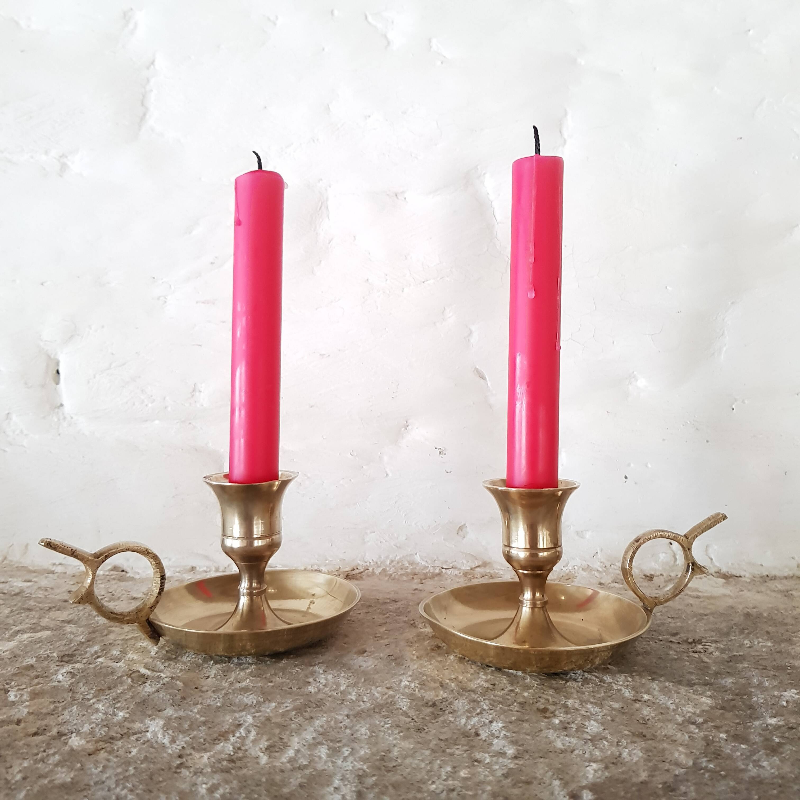 2 candlesticks taper brass
