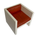 Tan Leather Cube Chair inspired by Lella & Massimo Vignelli