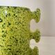 Handmade green speckled yellow ceramic vase with abstract handles