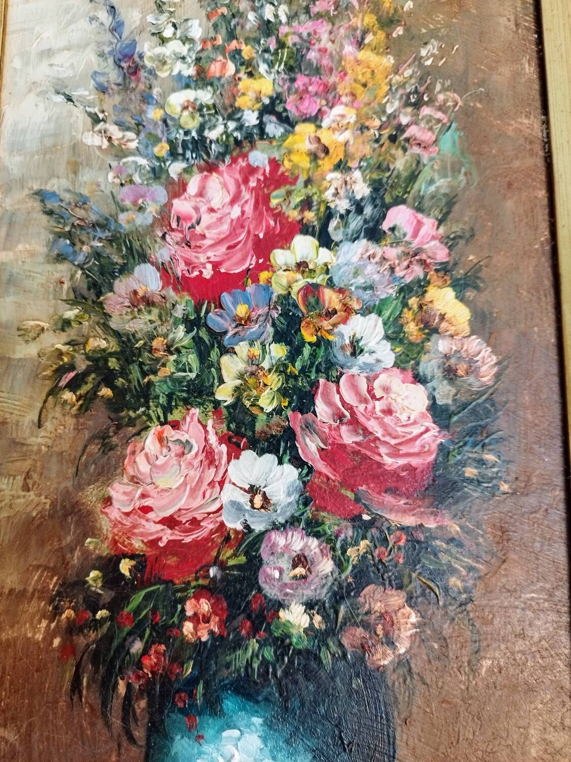 Oil on panel "Bouquet of flowers" signed Robert Mogisse