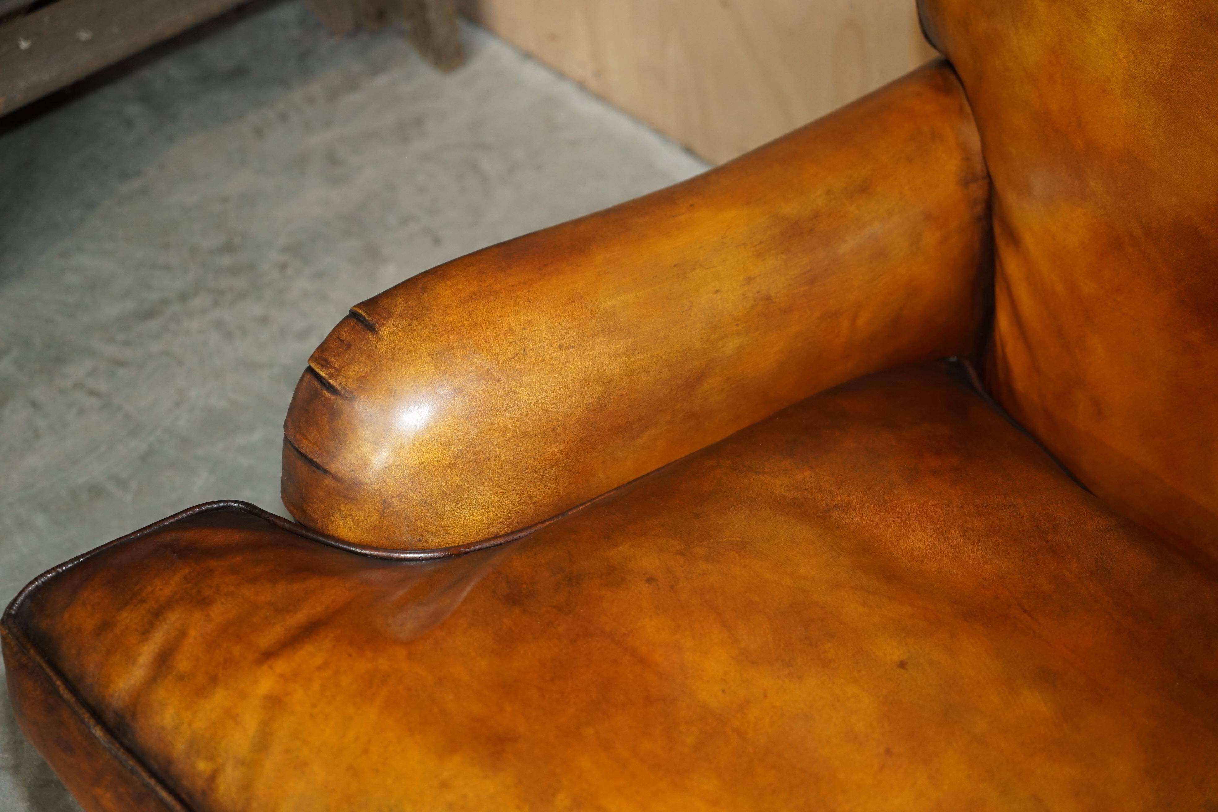 Howard & Son restored leather canapé, width 145 cm