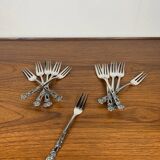 11 fourchettes à dessert japonaises en acier inoxydable, motif rose, 1970