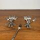 Set of 10+1 Japanese stainless steel dessert forks, rose pattern, 1970