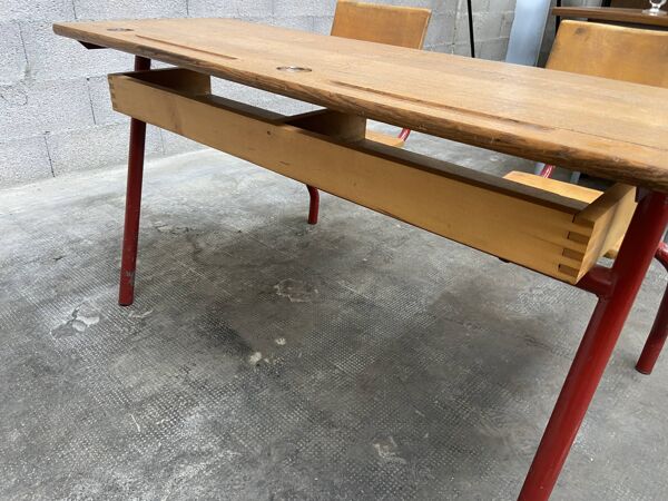 Pupitre bureau d'écolier banc vintage