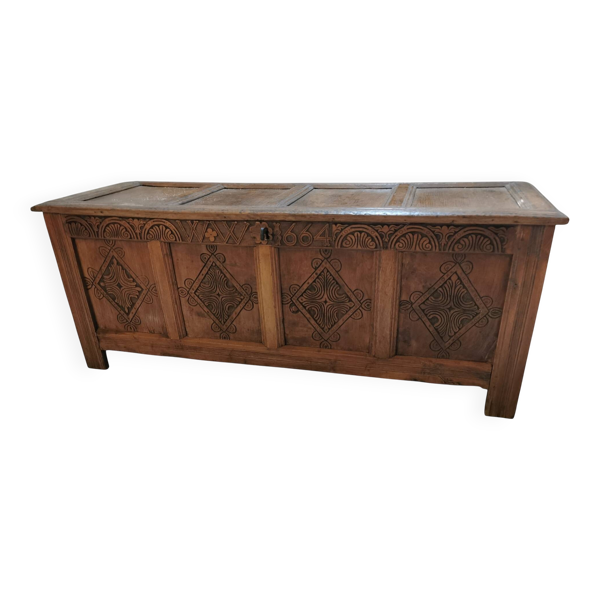 Rare Coffre Anglais Charles II / Welsh Coffer 1664 / 17eme siècle