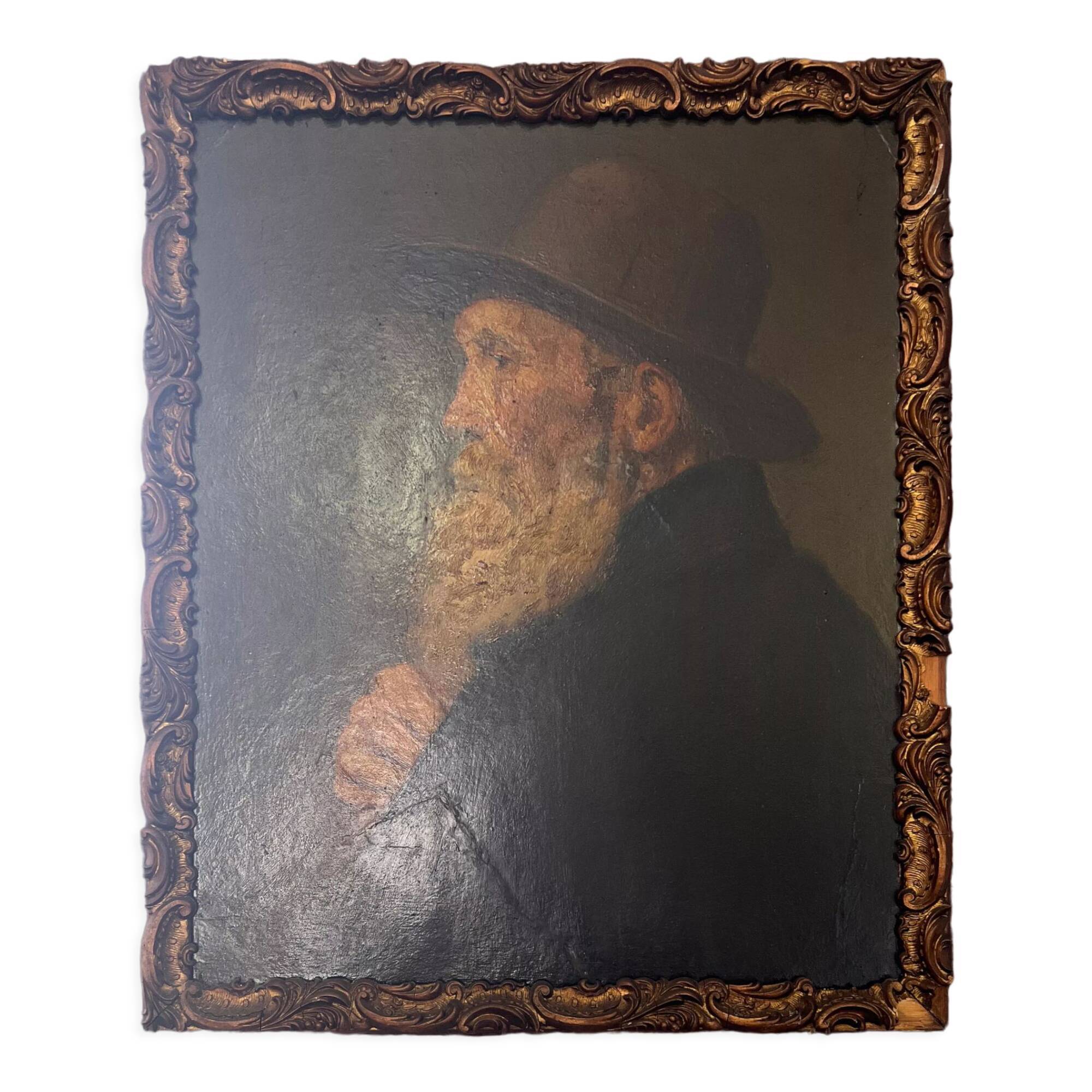 Portrait viellard - oil on panel