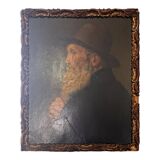 Portrait viellard - oil on panel