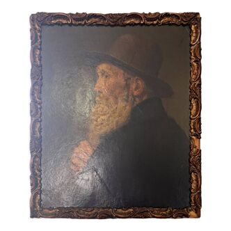 Portrait viellard - oil on panel
