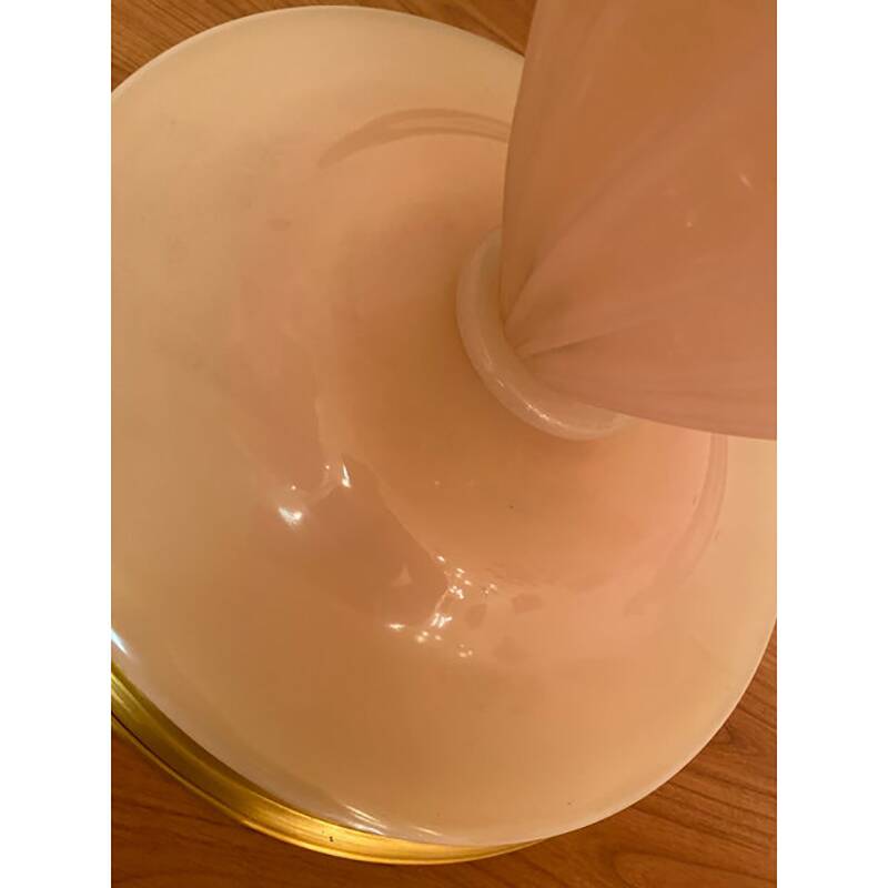 1990s Italian Venetian White and Gold Murano Glass Style Coffee Table in "Seta Color" and Gold