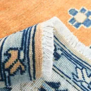 Vintage Large Blue & Peach Persian Rug, Handmade Wool Rustic Decor,348x495