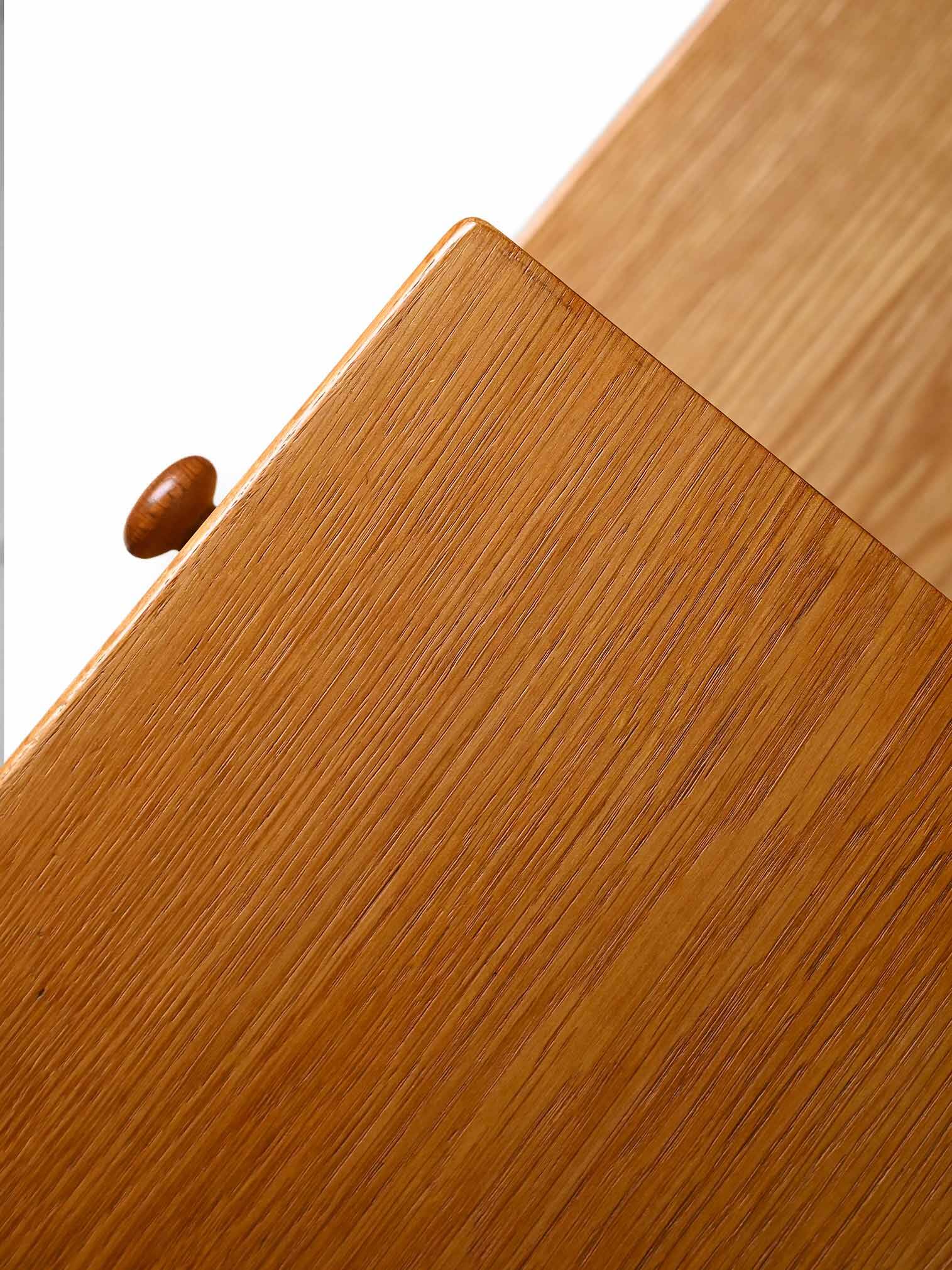 Scandinavian oak bench with drawer