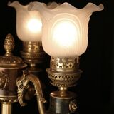 Superb 3-armed light fixture in gilded bronze